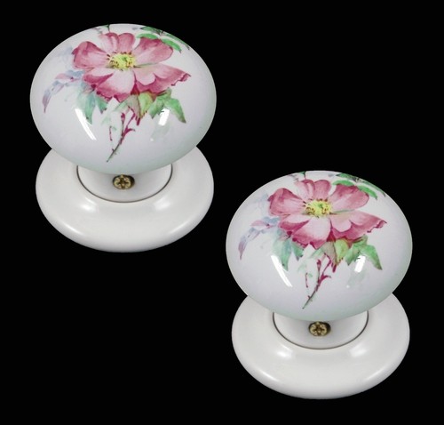 Ceramic door knob - set, white
