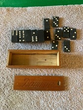 Vintage Dominoes In Wooden Box