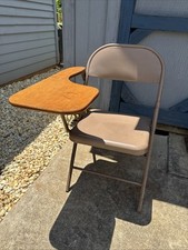 ✨Vintage Norcor USA School Desk Attached Fold Up Metal Chair Combo Adult Size ✨