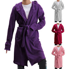 Men Women Unisex Hooded Dressing Gown Bathrobe Housecoat Lightweight UK
