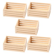  5pcs Mini Wooden Crates Small Storage Baskets For Dollhouse Mini House