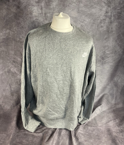 Nike logo grey fleece crew - nike,