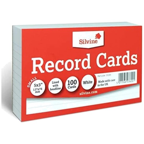 100 pack 5x3 white ruled - white,