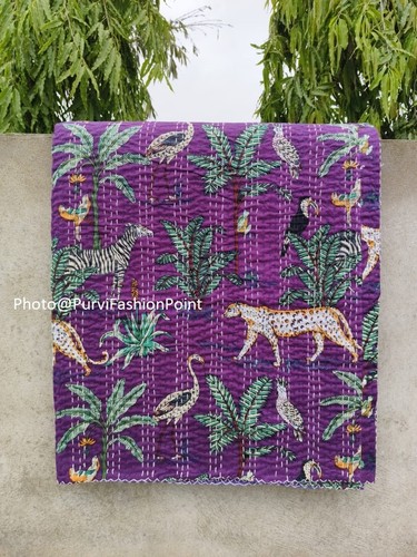 Purple jungle print cotton - print,
