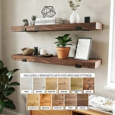 2x Wooden Board Wall Shelf