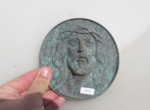 Vintage bronze jesus plaque - bronze,