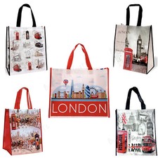 London Souvenir Bags Tote Shopping Bag Big Ben Black Cab Red Bus Big Wheel