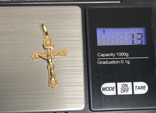 Vtg 9kt gold cross - cross, crucifix