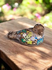 Vintage Paper Mache Gold Hand Painted Bird Trinket Box. 11.5cmx 5.5x7