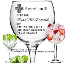 Personalised Engraved GIN glass GIN 63cl Large tall PRESCRIPTION GIN GLASS