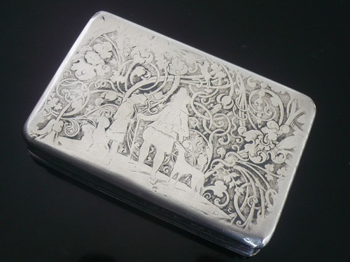 Antique silver snuff - silver,