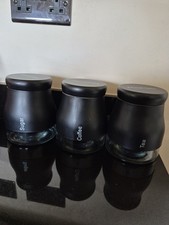 Russell Hobbs Tea Coffee Sugar Jars Set Glass Canisters x3