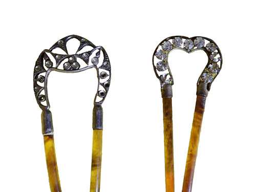 Celluloid hair slides - hair,