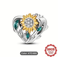 Gorgeous Sunflower Heart Shaped Bead Suitable For 3mm Bracelets 