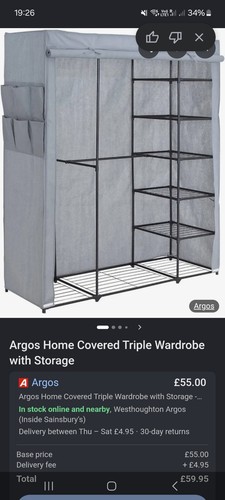 Argos grey home covered triple - grey,