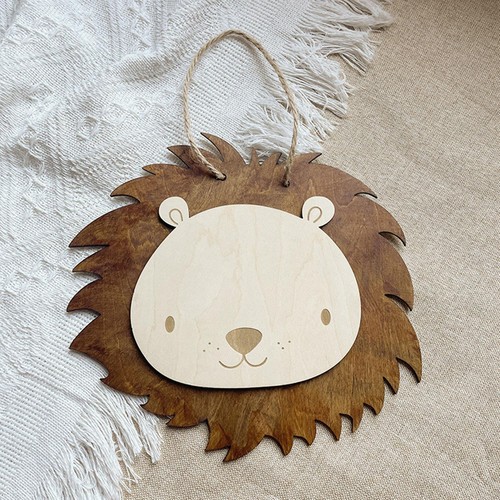 Wooden lion decoration - wooden,