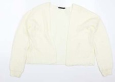 Boohoo Womens Ivory V-Neck Acrylic Blend Cardigan Size S - Cream Colour