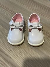 WEDDING FLOWER GIRL BABY WHITE PATENT BOW STRAP SHOES SIZE UK 3