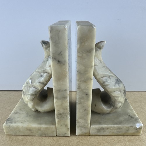 Vintage marble stone bookends - marble,