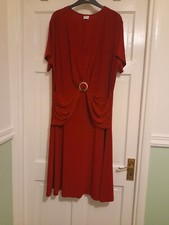 Ladies Short Sleeve Red Dress From Damart Size 24