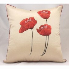 Embroidered Red Poppy Flowers