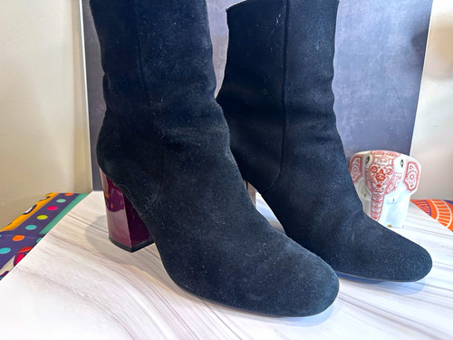 Whistles black suede zip block - black,