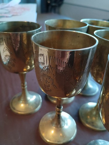 Vintage brass wine goblets - vintage,