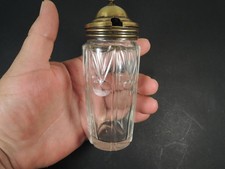 Art Nouveau French Cut Glass Mustard Jar with Brass Lid – Faceted Crystal c.1900