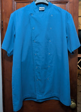 SIMON JERSEY BLUE UNISEX CHEFS JACKET SHORT SLEEVE, KITCHEN COAT SIZE 42