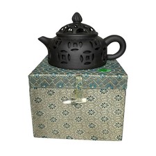 Vintage Yixing Zisha Teapot Square Circle Brand Factory 1 Black Clay Spider Lid