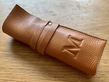 Tan REAL Leather Watch Travel Storage Makeup Pouch Roll Case