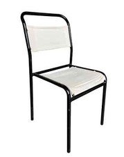 Reclaimed Black Tubular Steel Canvas Stacking Chairs - Kitchen Dining Chair