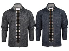 Xact Mens Full Zip Cardigan with Check Micro Fleece Lining, Regular Fit