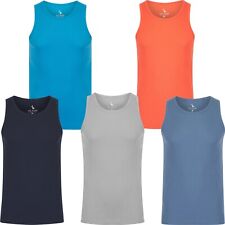 Men's Ribbed Vest Tank Top Sleeveless T Shirt 100% Cotton Regular Fit Holiday