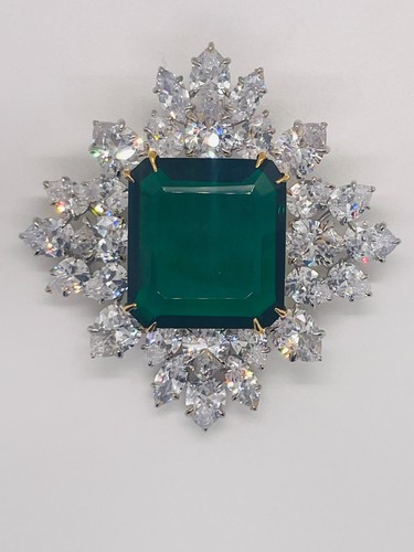 Green emerald wedding brooch - green,