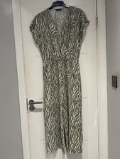 Stylish Matalan Ladies Green & White Jumpsuit Chic Comfy Perfect Size 14