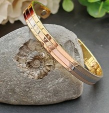 24k gold electro plated MEDIUM Magnetic therapy Solid Cuff Bracelet