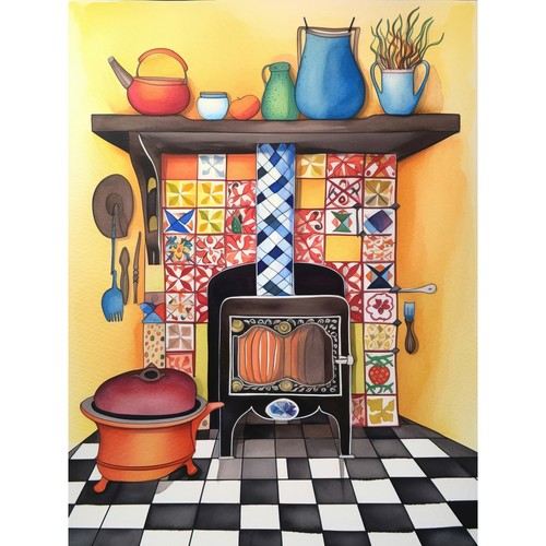 Kitchen hearth fireplace - kitchen,