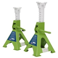 Sealey Axle Stands (Pair) 3 Tonne Capacity per Stand Ratchet Type Hi-Vis Green