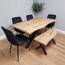 Wooden Dining Table with Bench