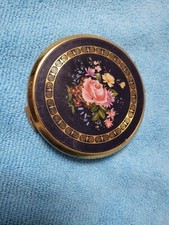 Vintage Stratton Floral Enamel Compact Mirror – Pink Rose Design 17#