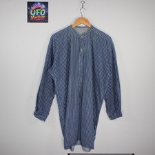 Vintage Striped Cotton Workwear Smock Shirt XL Grandad Collar 40s Chore Heritage
