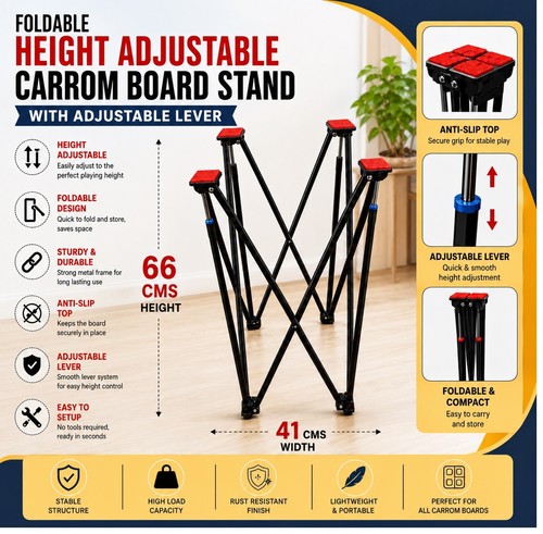 Gls carrom board 66cm - carrom, stand
