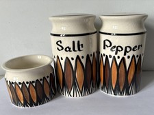 Jersey Pottery Salt, Pepper Signed JP, Mustard Pot Signed, Great Design