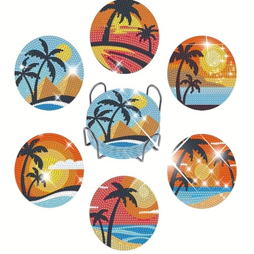 6pcs diamond art coaster - 5d,