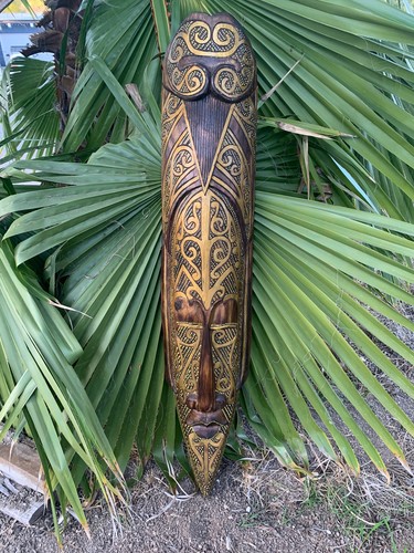 Tribal primative wood mask - tribal,