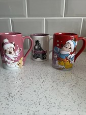 Disney Winter Holiday Mugs - Mickey Mouse, Minnie Mouse, and Eeyore