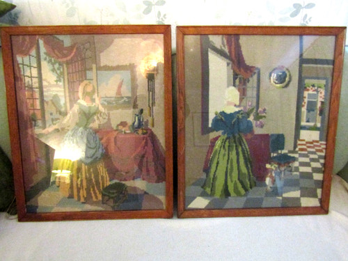 Pair large antique framed - large,