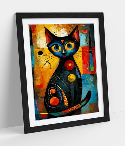 Cute abstract cat multi colour - cute,