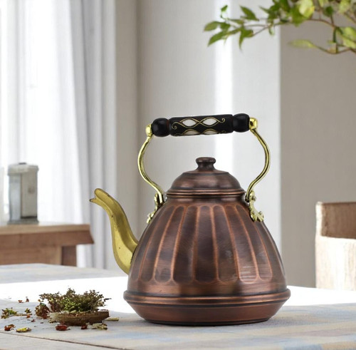 Large copper teapot stovetop - teapot,